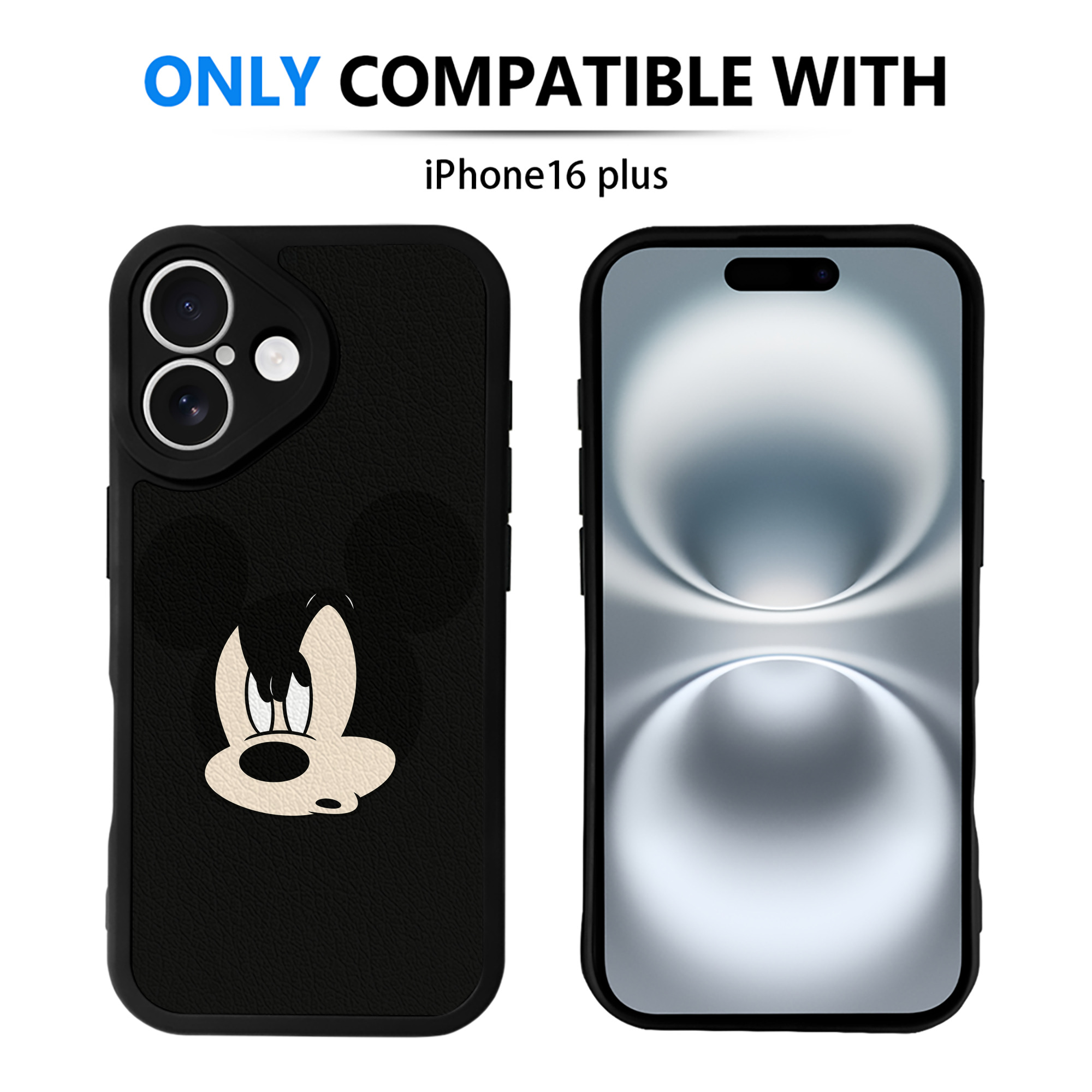 （画像用） ミッキーマウス Mickey Mouse 【iPhone 16シリーズ対応】シリコンスマホケース（レザー調） 材質：シリコン